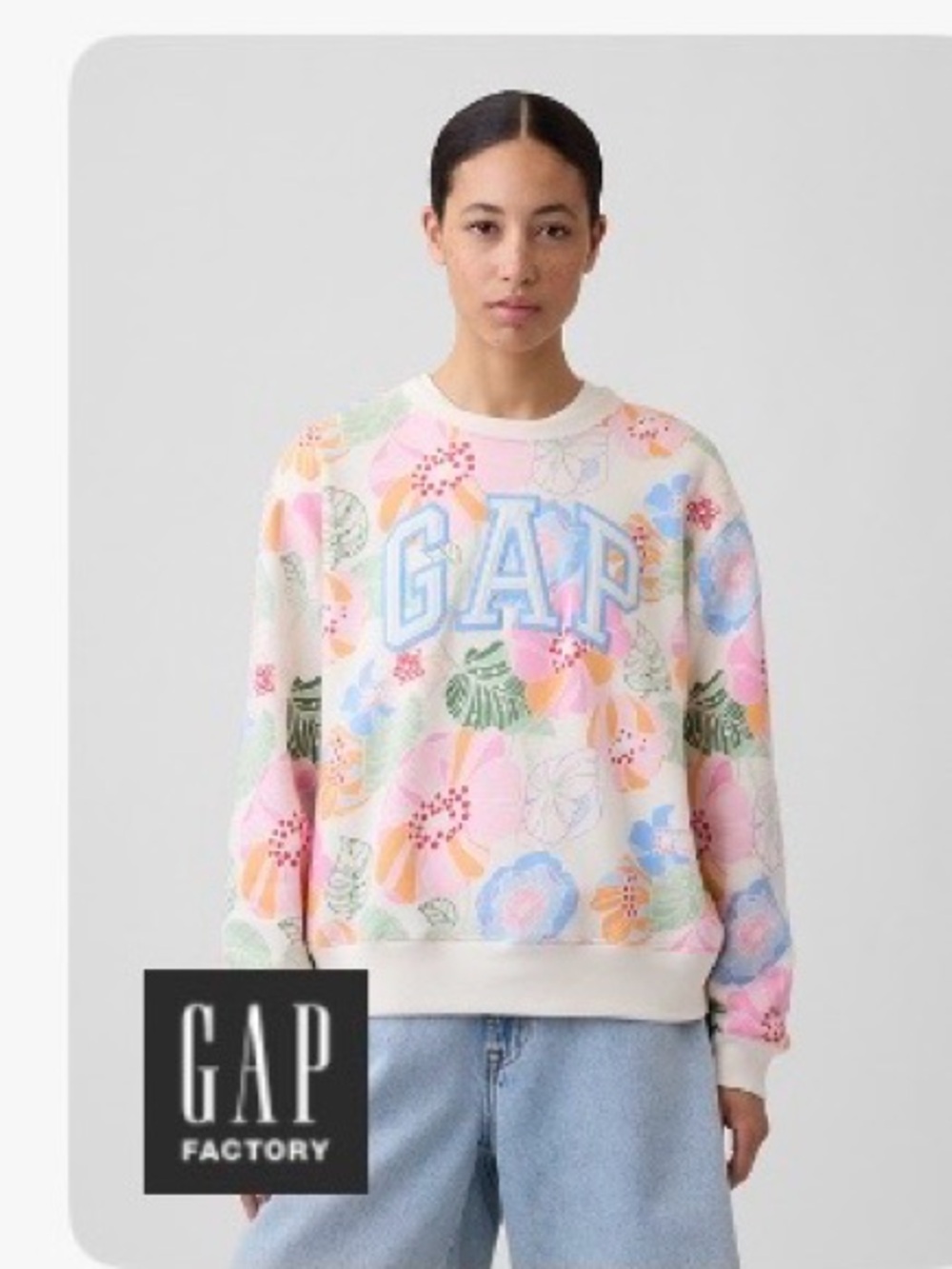 Gap logo floral crew neck sweatshirt